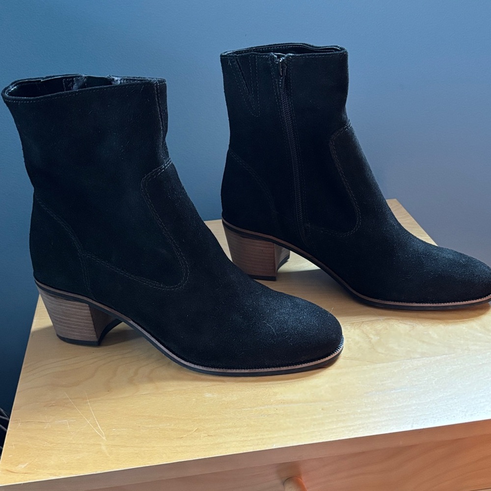 Crevo Black Suede Heeled Boots